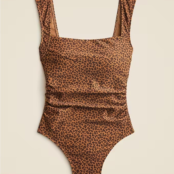 J.Crew Nia ruched squareneck one-piece in leopard print (size 6) - Picture 4 of 6